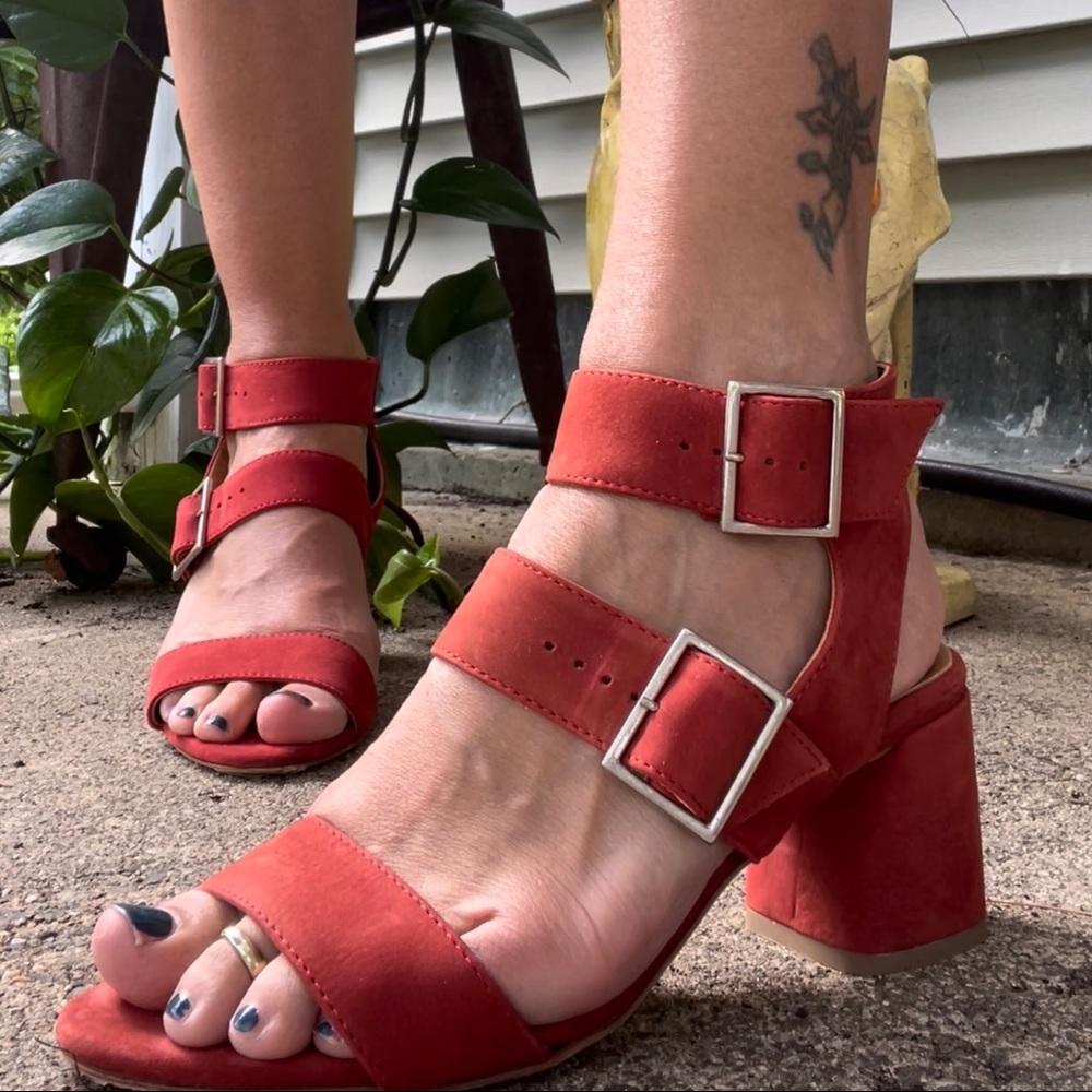 Rust Red Suede Sandals - Picture 7 of 17